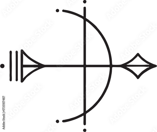 Minimalist Black Line Art Bow and Arrow Icon, Archery Symbol, Aim and Target Concept Design Element