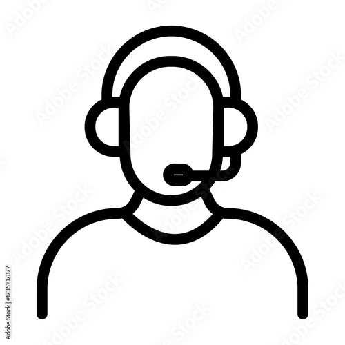 Person with Headset Line Icon of Stage Directors Icon Set