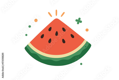 One in a Melon funny fruit pun. Cute cartoon watermelon slice vector. Summer greeting card, t-shirt print design. Fresh juicy food concept. Modern flat vector illustration.