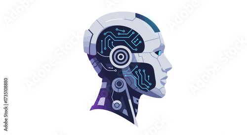 Robot head profile with exposed circuits  metallic components