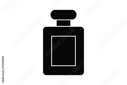 Black silhouette of a classic rectangular perfume bottle fragrance scent vector