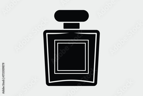 Black silhouette of a classic rectangular perfume bottle fragrance scent vector