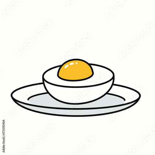 Egg in egg cup illustration for breakfast, protein diet and healthy eating concept