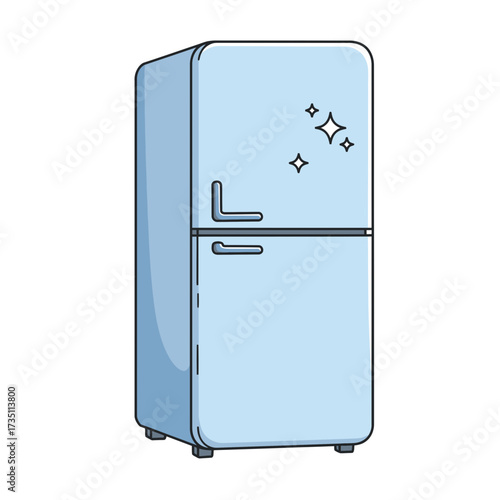 Blue refrigerator illustration isolated on white background for home appliance and kitchen design