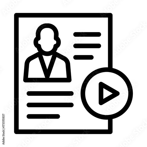 Resume Line Icon of Corporate Videos Icon Set