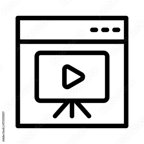 Presentation Board Line Icon of Explainer Videos Icon Set