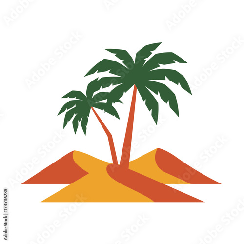 Palm tree and beach towel on sand, tropical vacation illustration symbolizing relaxation, holiday and summer getaway vibes