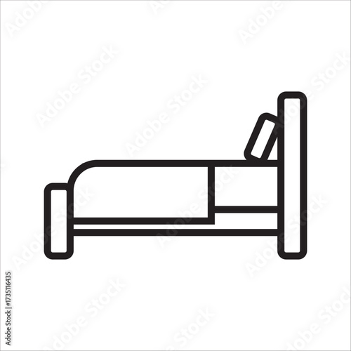 Line art illustration of a bed, perfect for sleep related designs and bedroom furnishings