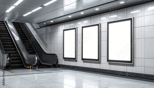 Fototapeta Naklejka Na Ścianę i Meble -  Blank Subway Billboard Mockup. Underground Advertising Space