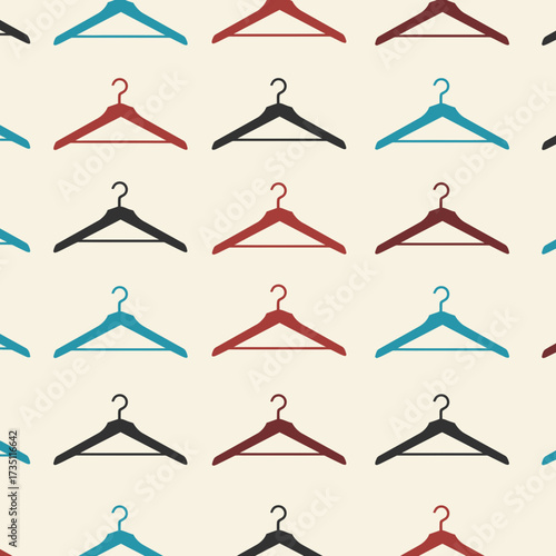 Clothes hangers collection flat illustration representing fashion, laundry, clothing organization, and retail display