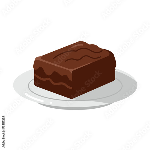 Chocolate brownie flat illustration representing dessert, bakery, homemade sweets, and indulgent chocolate treat