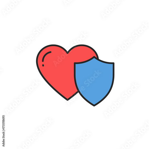 Two hearts merged together illustration, love relationship, romance and unity concept vector design