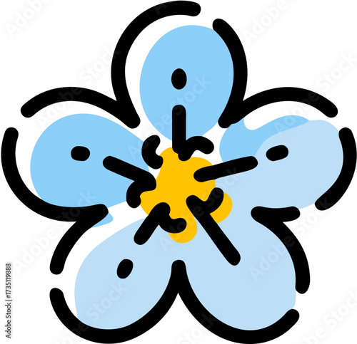 Forget-Me-Not Flower Bloom Blossom Springtime Plant Icon Vector Illustration