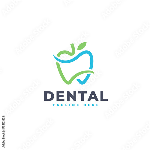 Creative Tooth With Leaf Dental Clinic Logo Template