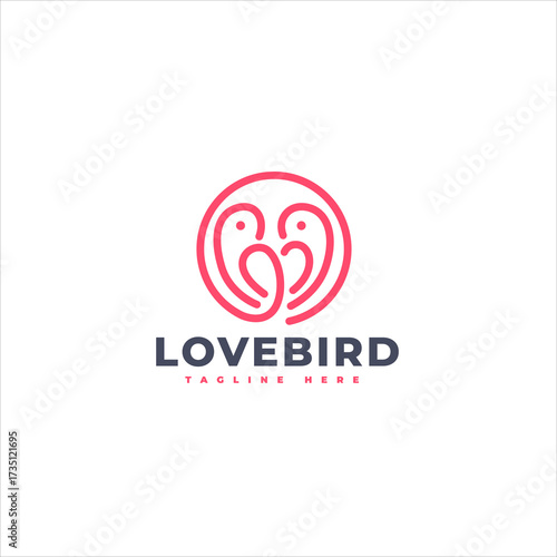 Elegant Lovebird Creative Monoline Concept Logo Template