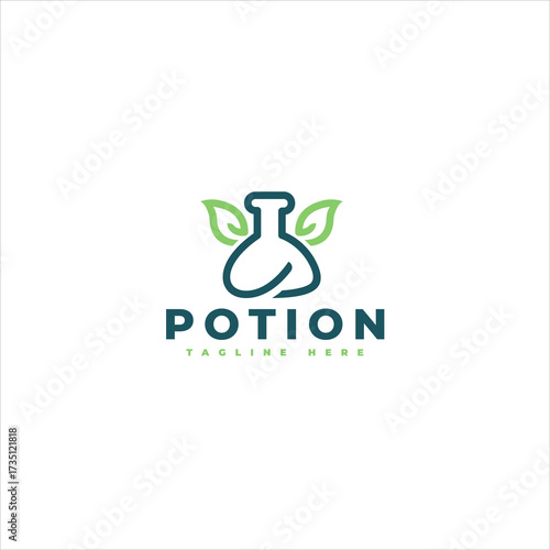 Herbal Medicine Research Modern Potion Logo Template