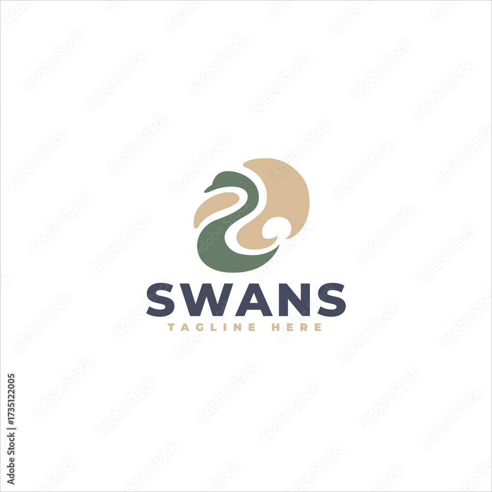 Obraz premium Elegant Swans Abstract Shape Creative Brand Logo Template