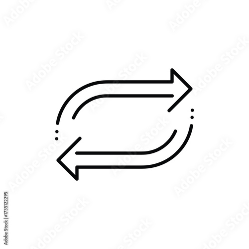 Double Reverse Arrow Icon, Replace and Exchange Linear Symbol on White Background ? Editable Vector.eps