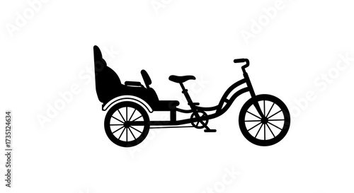 Silhouette of a passenger bicycle isolated on white background