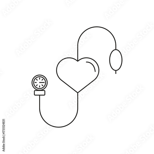 Blood Pressure Icon.High Low Arterial Measurement, Cardiovascular Health, Medical Tool, Thin Line Symbol, Editable Stroke Vector..eps