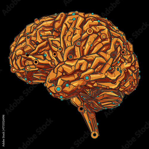 Detailed Human Brain Illustration – Creative Science and Psychology Concept Artwork on White Background