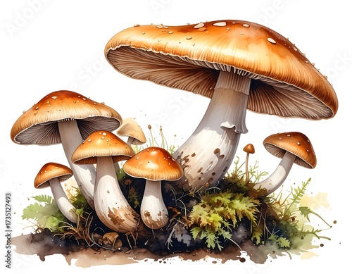 Group of Mushrooms in a Natural Setting.