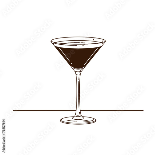 Espresso Martini Glass Cocktail Vector Illustration Perfect for Bar Menu Design and Party Lifestyle Decor
