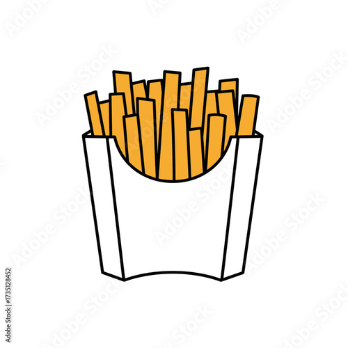 French fries in paper box – delicious fast food snack illustration