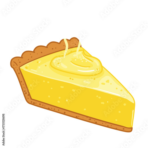 Slice of lemon pie – delicious homemade tart dessert illustration