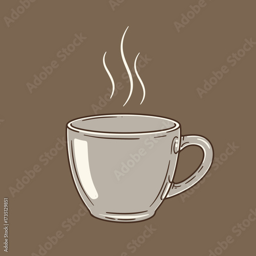 Hot steaming tea cup illustration – warm drink design for relaxation, café, and cozy lifestyle themes
