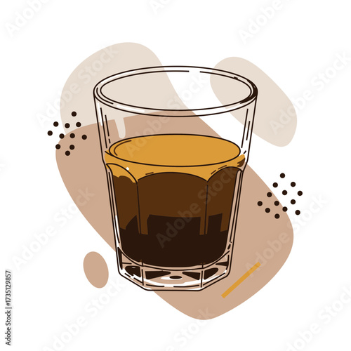 Glass of iced coffee illustration – refreshing cold drink design for café, summer, and beverage lifestyle themes