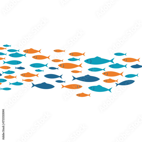 School of colorful fish swimming – ocean marine life illustration for sea, fishing, and underwater ecosystem design