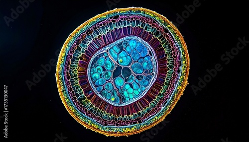 plant cell cross-section, vibrant details of cell walls