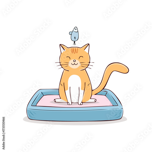 Cat on Pedestal Illustration