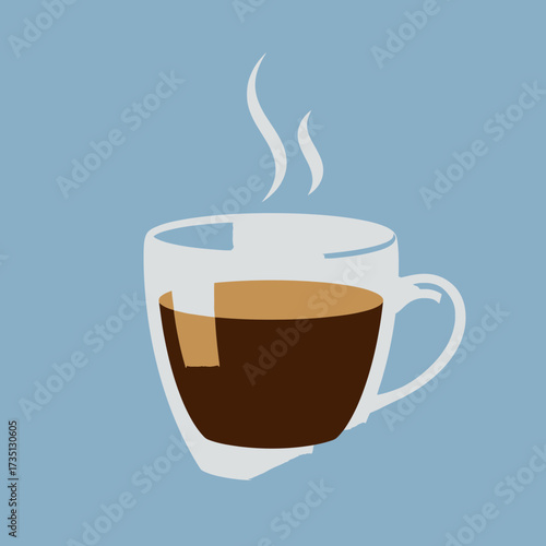 Hot latte coffee with milk foam – cozy café drink illustration for morning, energy, and relaxation concepts