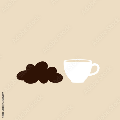 Coffee beans with cup illustration – fresh morning coffee concept for café, barista, and hot drink themes