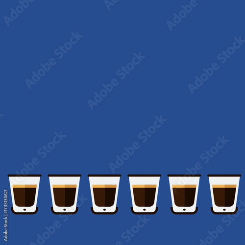 Set of Espresso Coffee Shots Vector Illustration for Cafe Menu Design, Barista Posters, and Coffee Lovers Decor