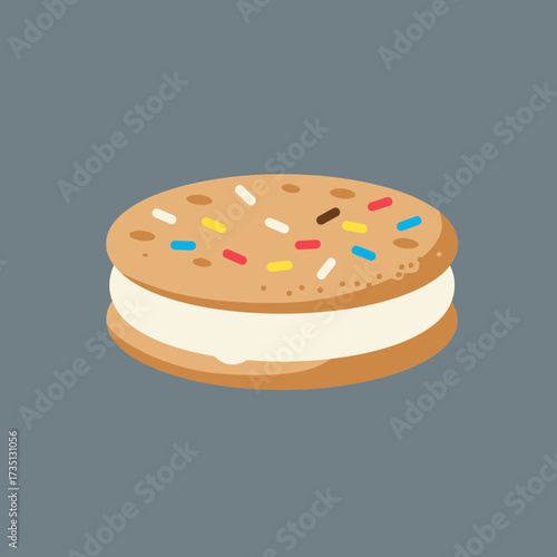Round sponge cake with sprinkles on top cartoon sweet dessert illustration