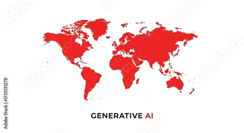 Global World Map Generative AI Illustration.