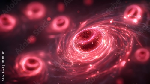Stunning Abstract Cosmic Swirl with Red and Pink Light Trails