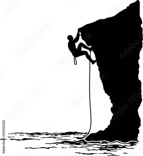 A man rock climber silhouette, silhouette, vector, sport, woman, illustration, rope, climber, people, climbing, black, rock, fishing, gymnast, sports, circus, trapeze, marionette, fitness, body, puppe