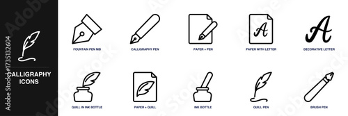 Calligraphy Line Icon Set