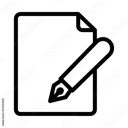 Paper Pen Line Icon of Calligraphy Icon Set