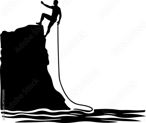 A man rock climber silhouette, silhouette, vector, sport, woman, illustration, rope, climber, people, climbing, black, rock, fishing, gymnast, sports, circus, trapeze, marionette, fitness, body, puppe