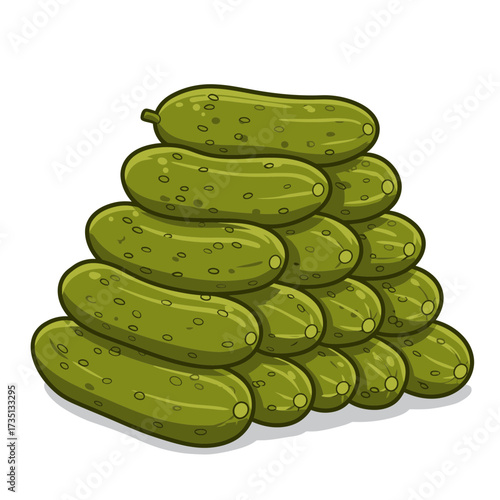 Stack of pickles – delicious cucumber snack food illustration
