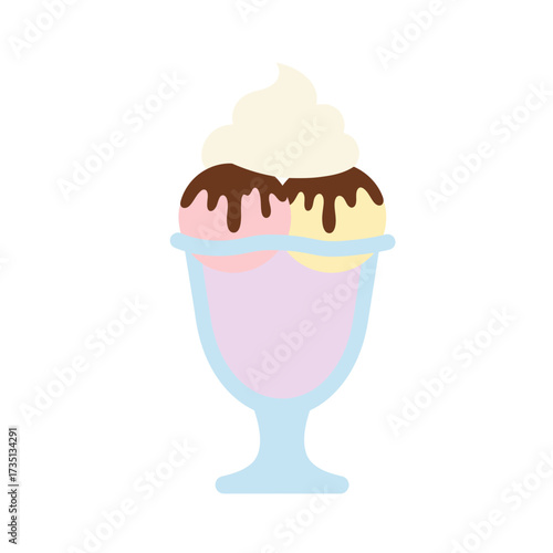 Colorful milkshake with whipped cream and syrup topping – refreshing dessert illustration