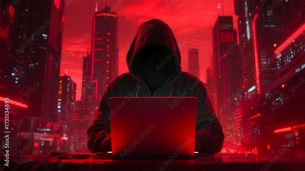 Fototapeta premium Anonymous Hacker at Computer