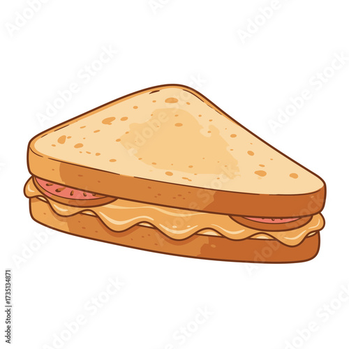 Toasted peanut butter sandwich illustration for breakfast, kids’ lunch box, snack menu, and food advertisement content
