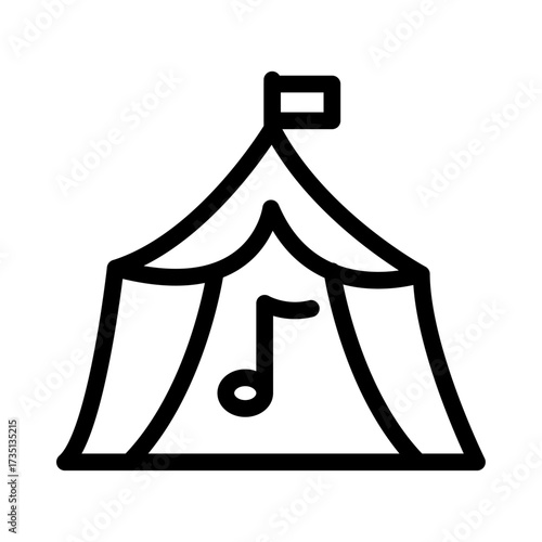 Festival Tent Line Icon of Music Festivals Icon Set