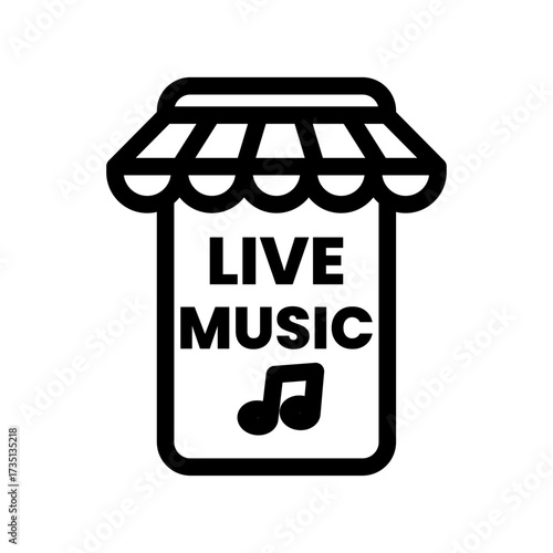 Live Music Booth Line Icon of Music Festivals Icon Set